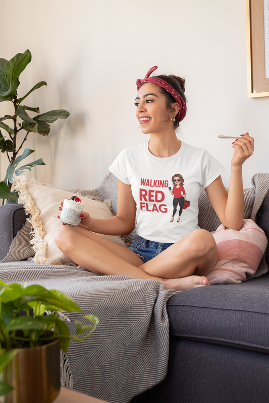 Walking Red Flag Woman